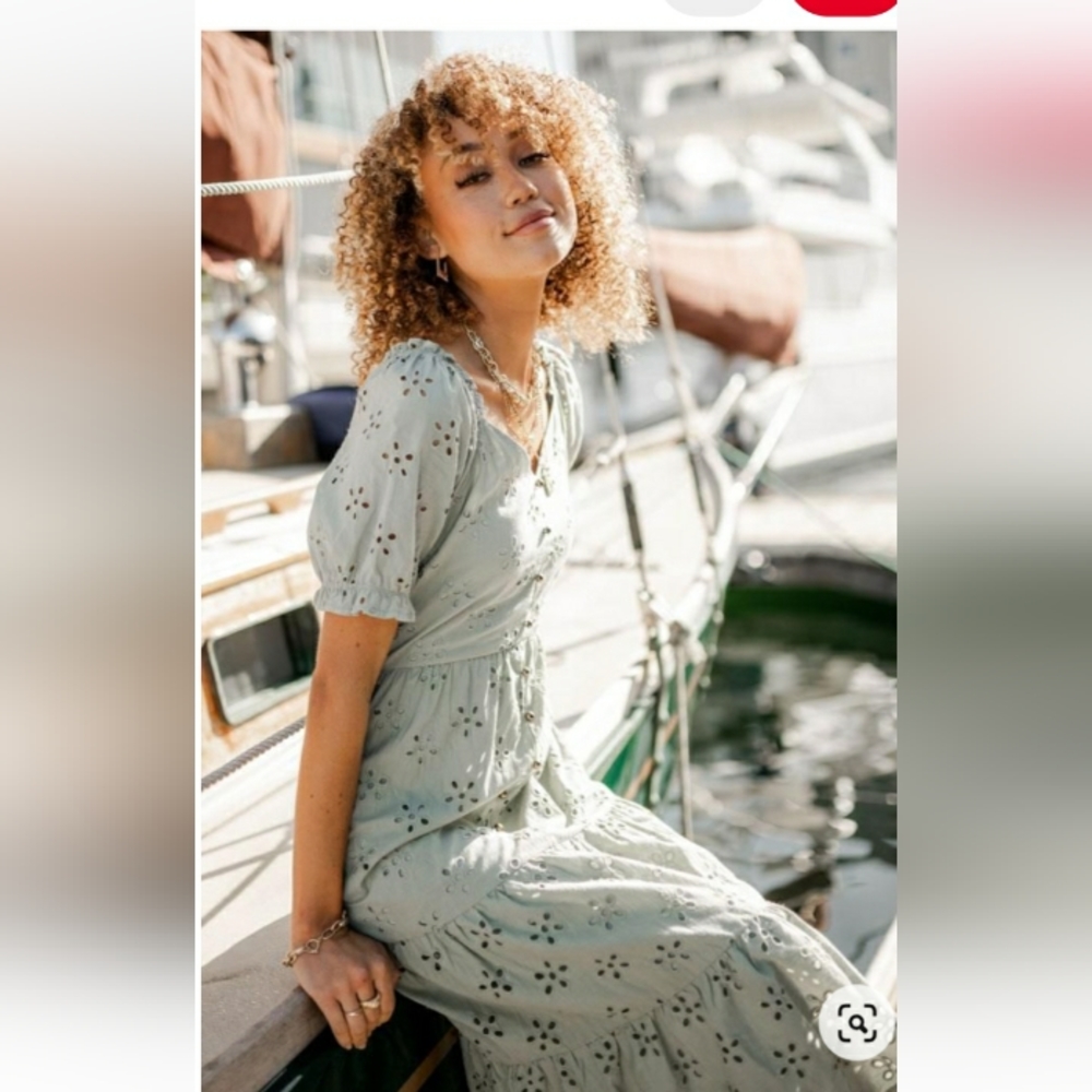 BOHME amie eyelet midi dress